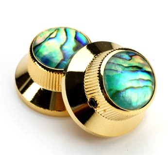 Gold Bell Knobs Real Abalone Tops  A33BB