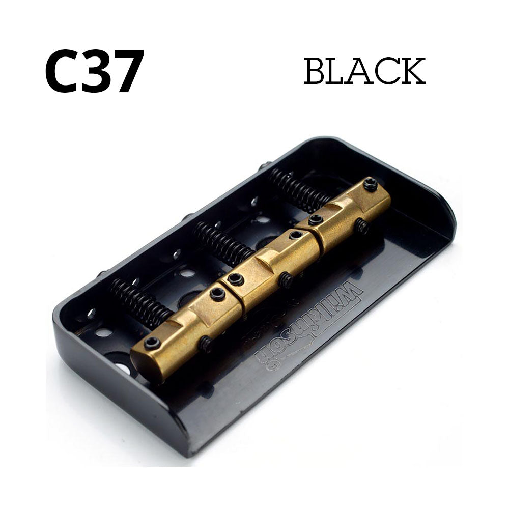 Cutaway Wilkinson Compensated Bridge Brass Saddles Gloss Black - Fits Tele® C37BB