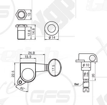 Gotoh Style BLACK locking tuners- True mechanical Lock E36BB