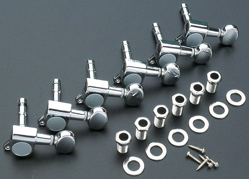 Gotoh Style Chrome Locking Tuners- Six In Line- True Mechanical Lock E35BB