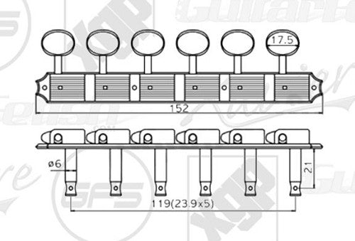 6 On A Plate Vintage Tuners for Fender® Headstocks E63BB