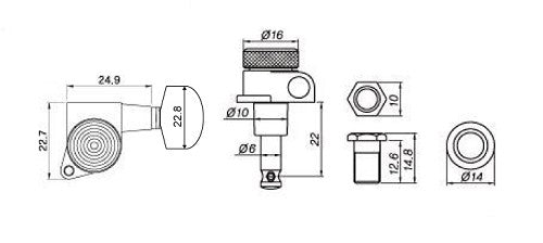 Sperzel Style Locking Tuners 3x3 Chrome  E70BB