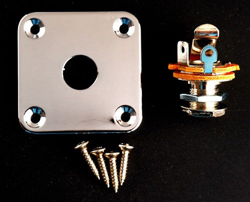 Square Output Plate- Fits Les Paul®, Telecaster® Fit- FREE jack and screws! K43BB